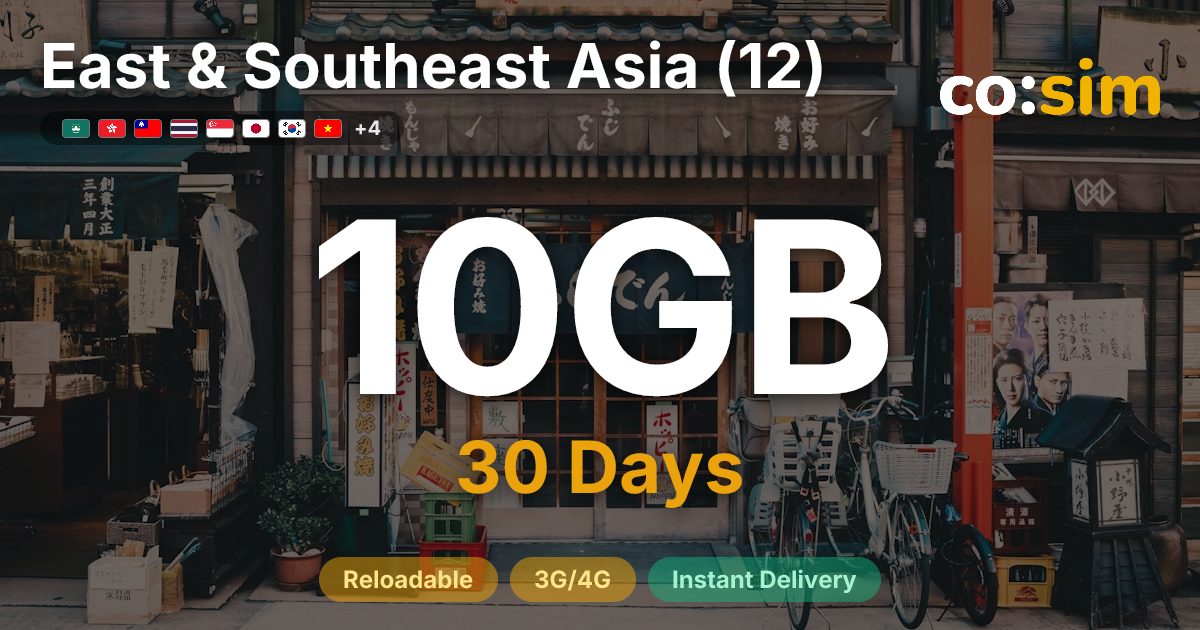 East & Southeast Asia (12) eSIM — 10GB