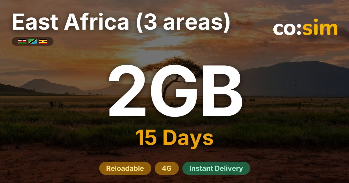 East Africa (3 areas) eSIM — 2GB