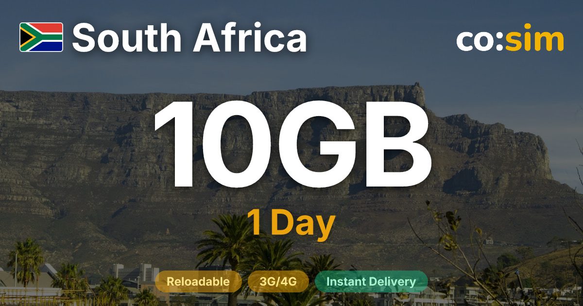 南アフリカ eSIM — 10GB+∞