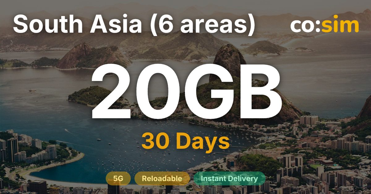 남아시아 6개 지역 eSIM — 20GB