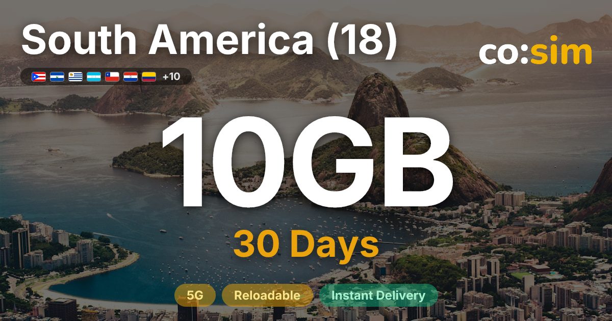 South America (18) eSIM — 10GB