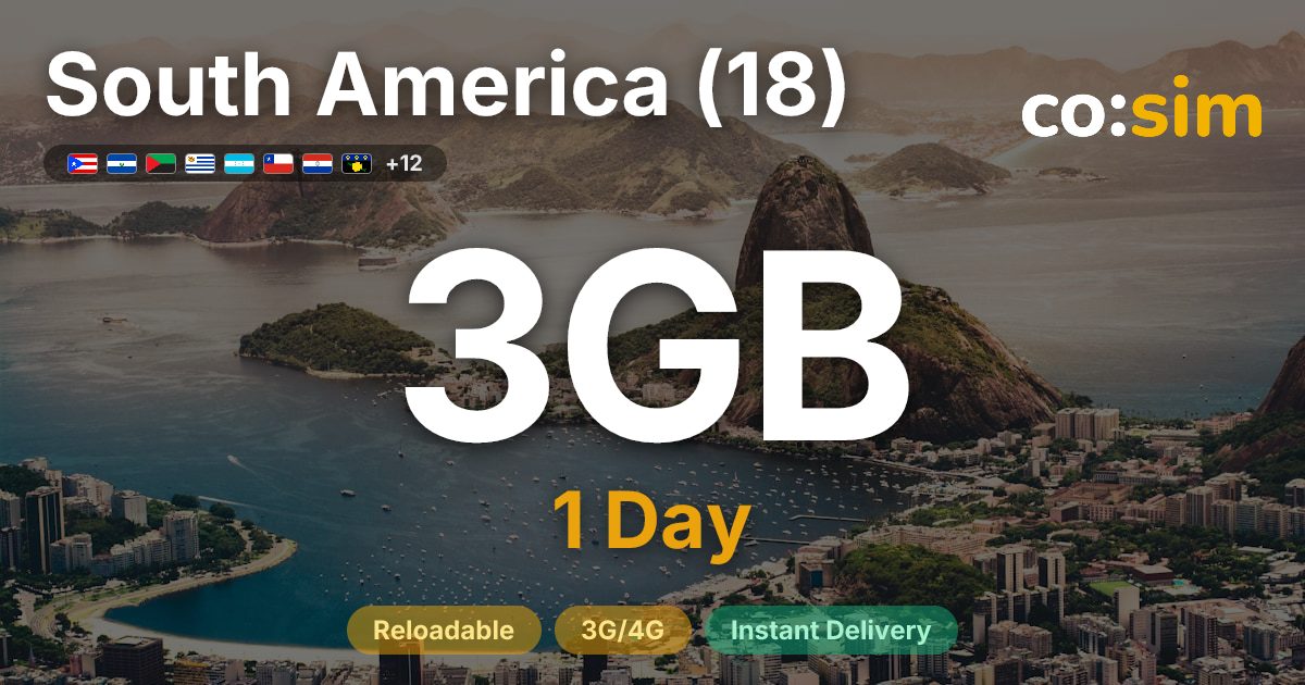 South America (18) eSIM — 3GB+∞