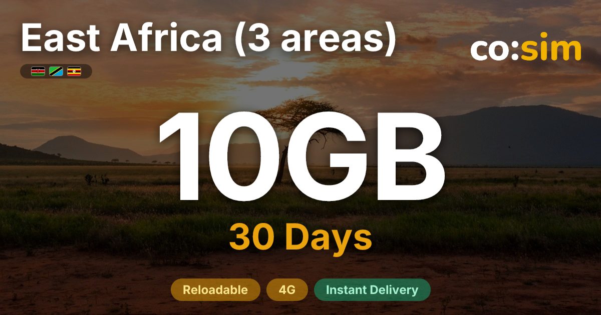 East Africa (3 areas) eSIM β 10GB