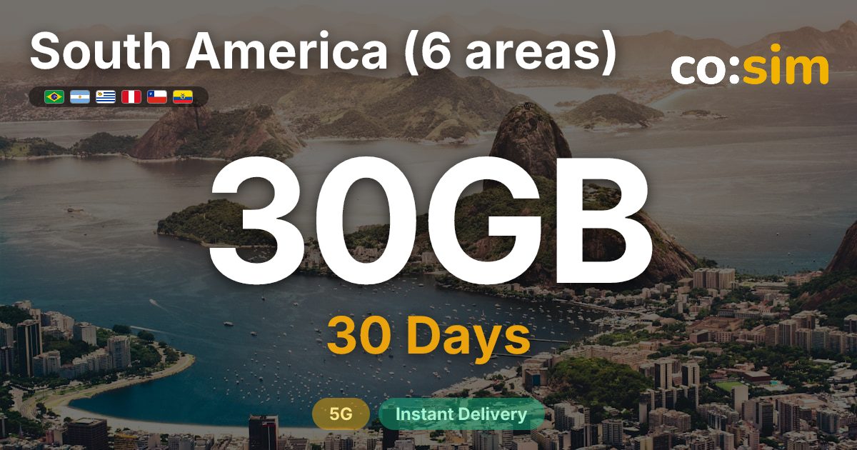 South America (6) eSIM — 30GB