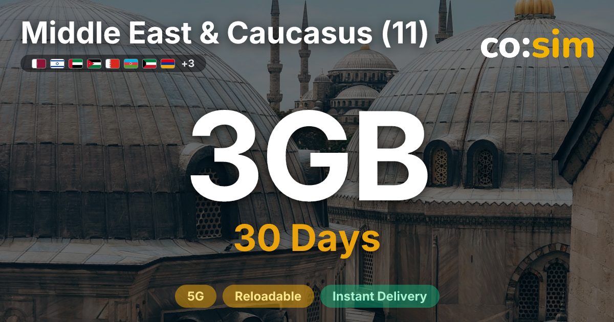 Middle East & Caucasus (11) eSIM — 3GB