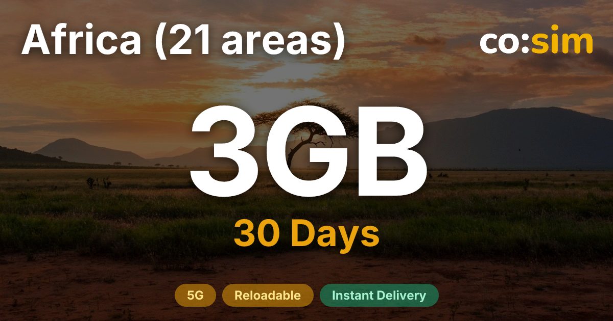 Afrique (21 destinations) eSIM — 3GB