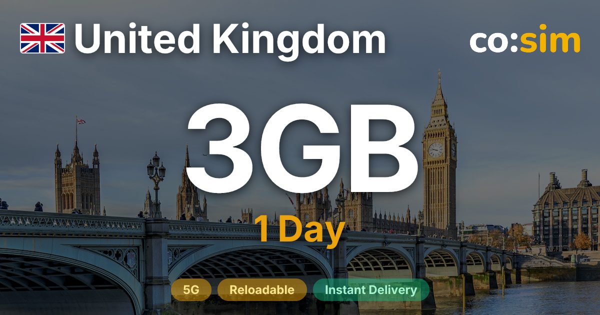 イギリス eSIM — 3GB+∞