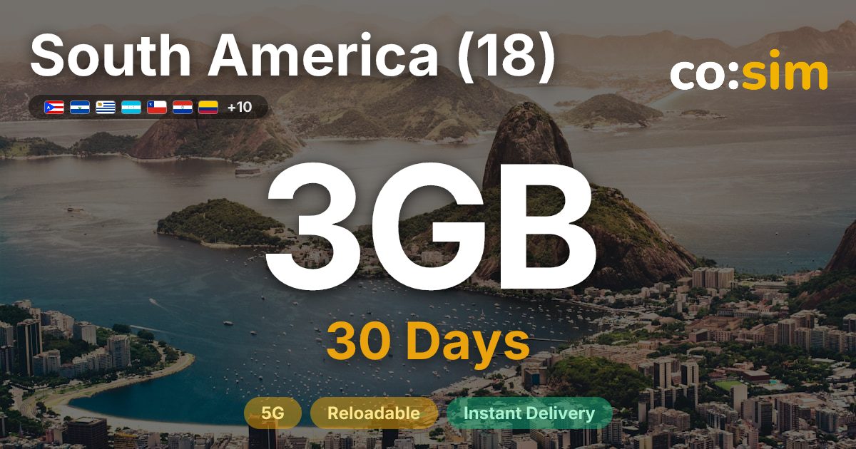 South America (18) eSIM — 3GB