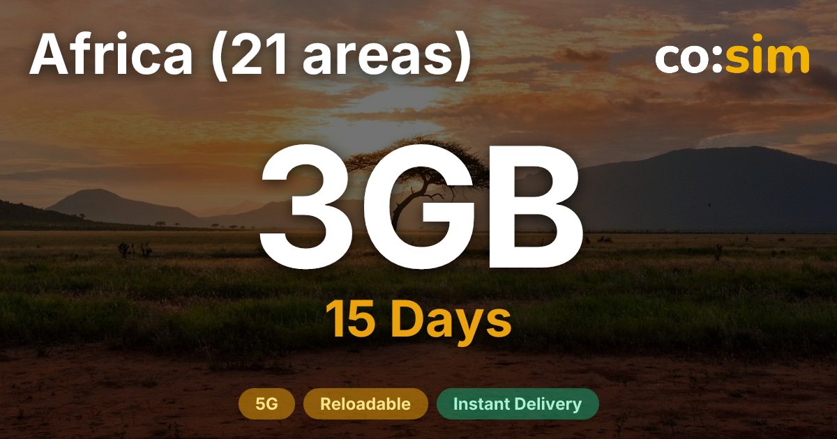 Afrique (21 destinations) eSIM — 3GB