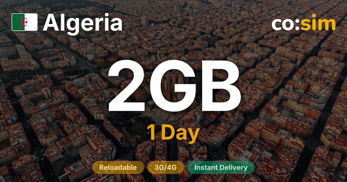 알제리 eSIM — 2GB+∞