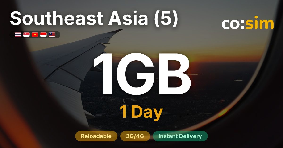 東南亞5國(新馬泰越印尼) eSIM — 1GB+∞