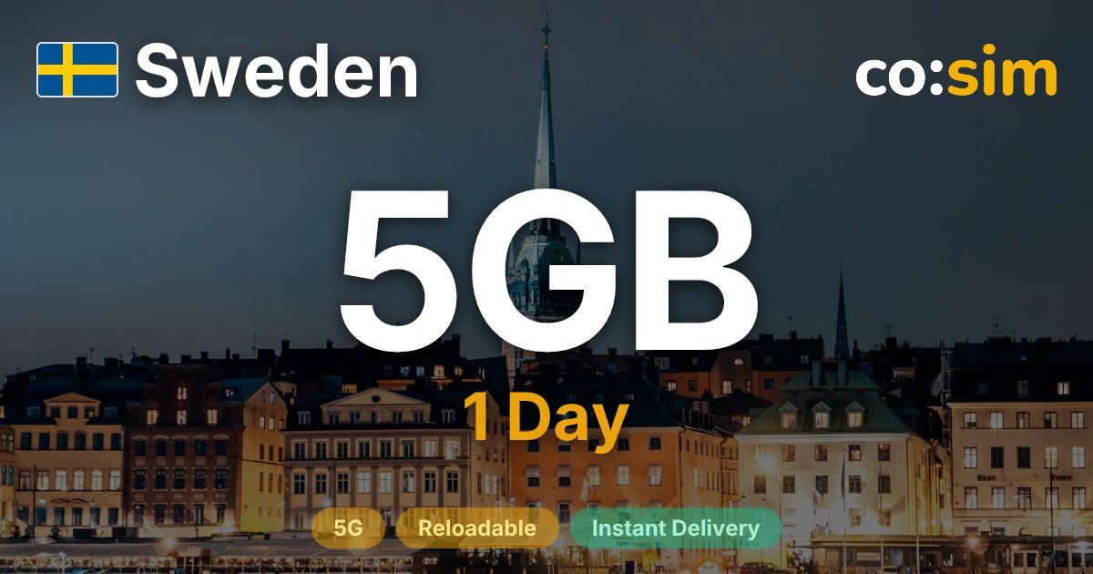 スウェーデン eSIM — 5GB+∞
