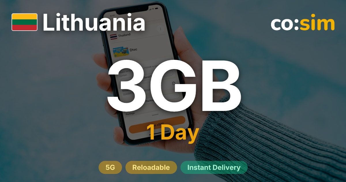 Lituania eSIM — 3GB+∞