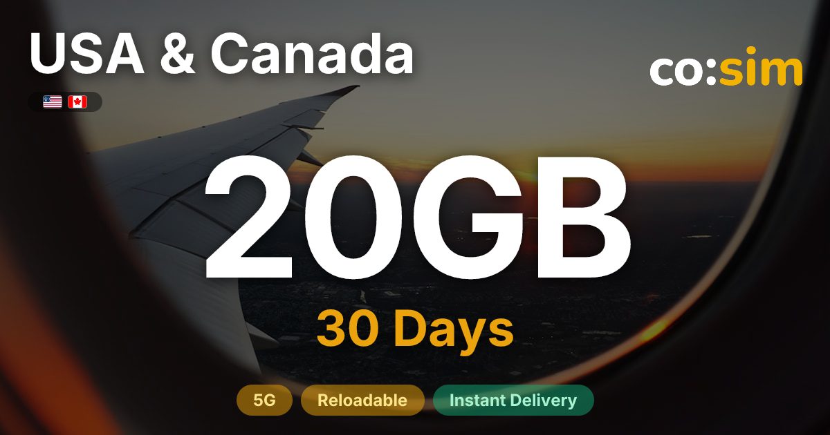USA & Canada eSIM — 20GB