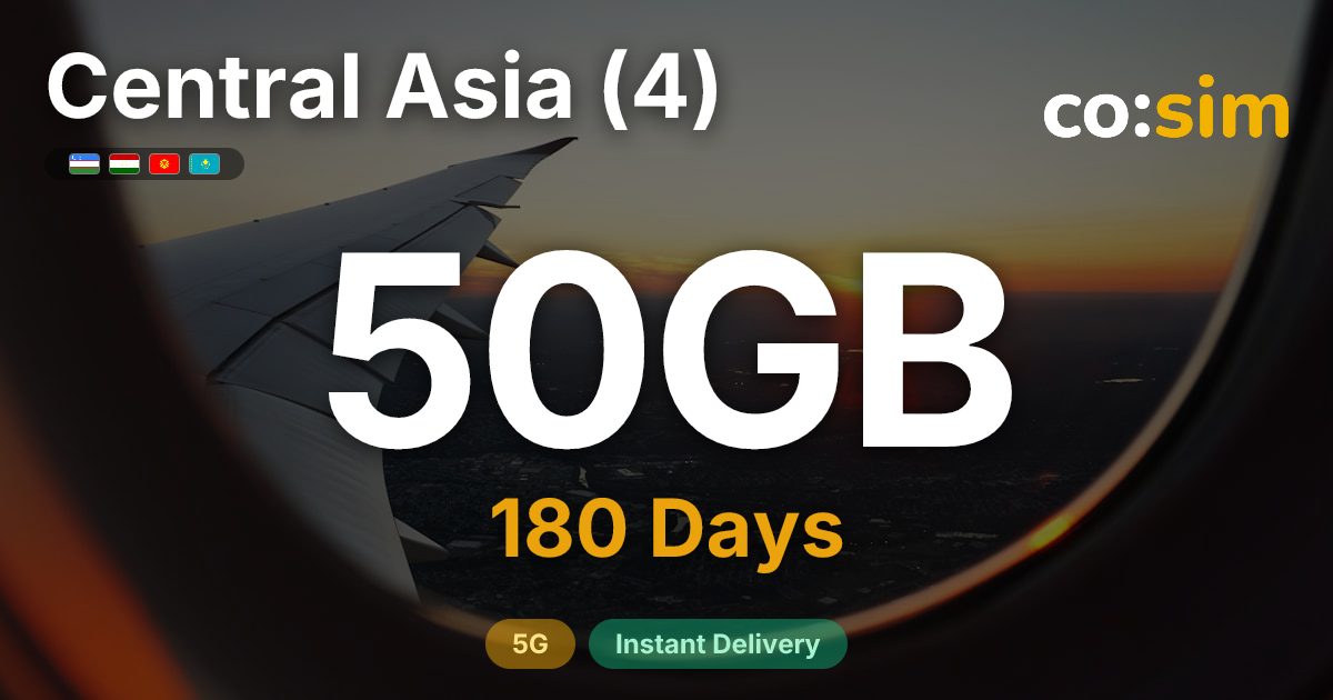 Central Asia (4, incl. Tajikistan) eSIM — 50GB