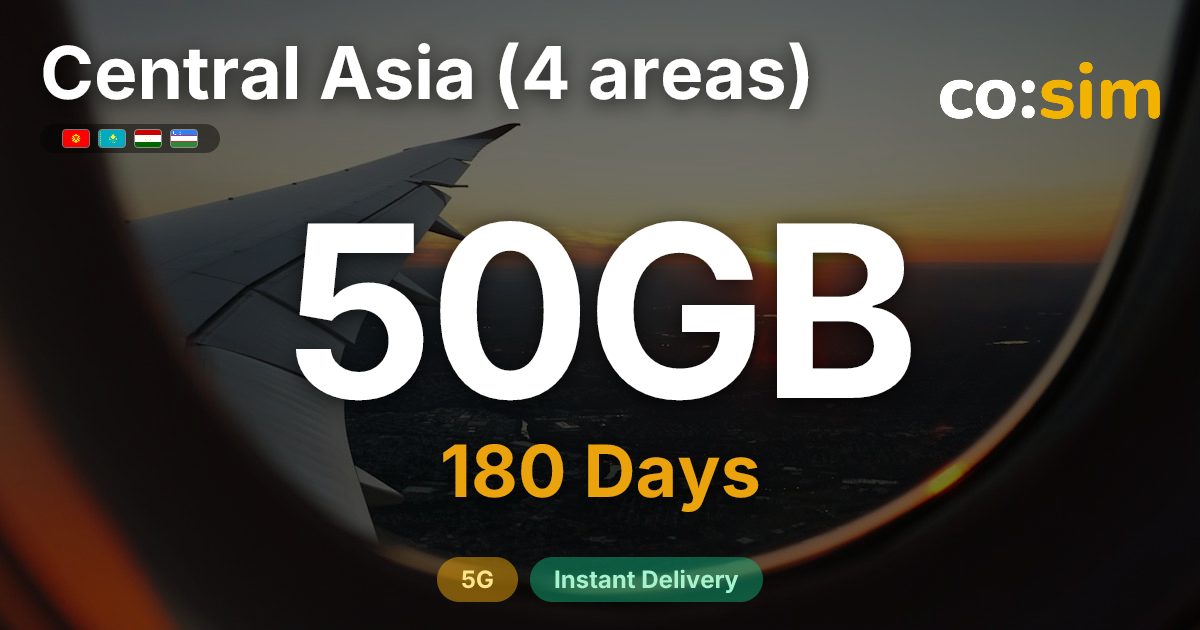 Central Asia (4 areas) eSIM β 50GB