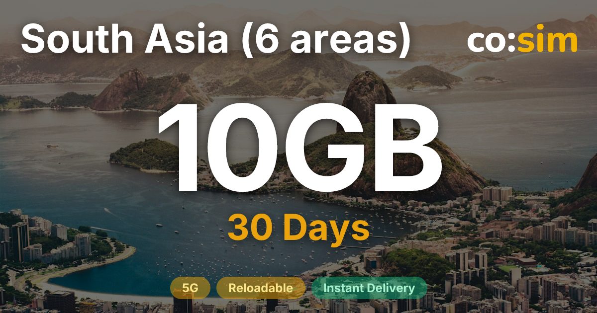 남아시아 6개 지역 eSIM — 10GB