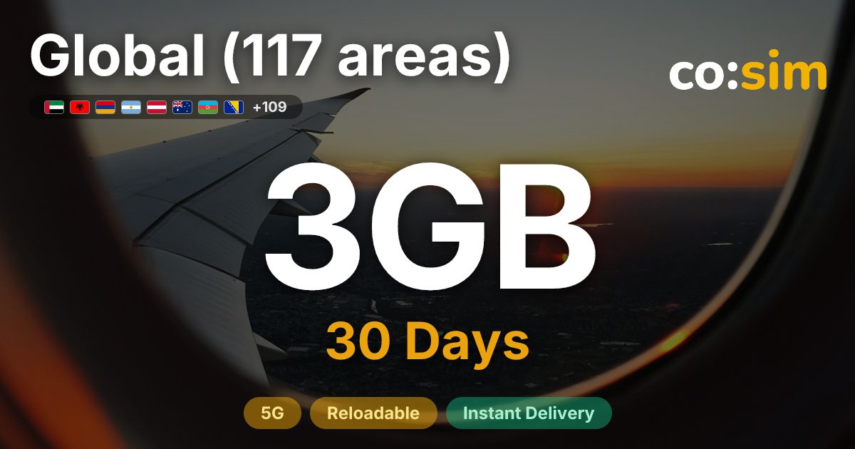 Weltweit (117 Gebiete) eSIM — 3GB