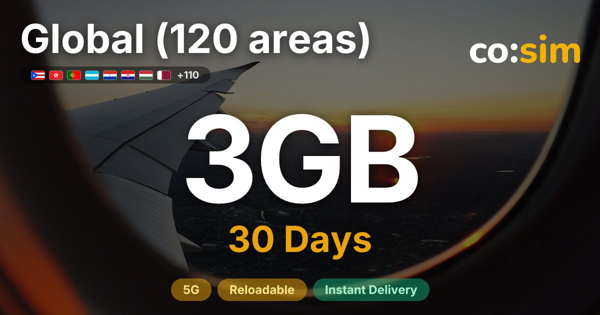 Global (120 areas) eSIM — 3GB