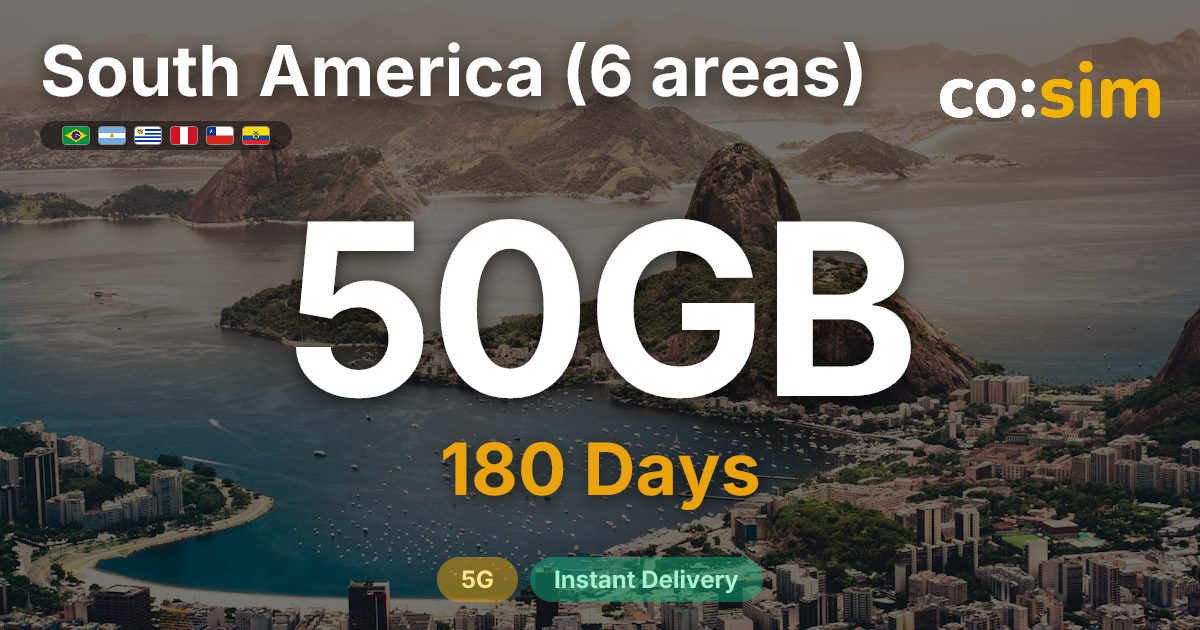 South America (6) eSIM — 50GB