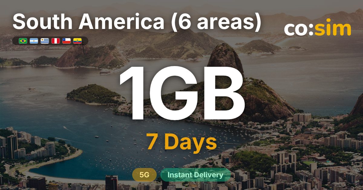 South America (6) eSIM — 1GB