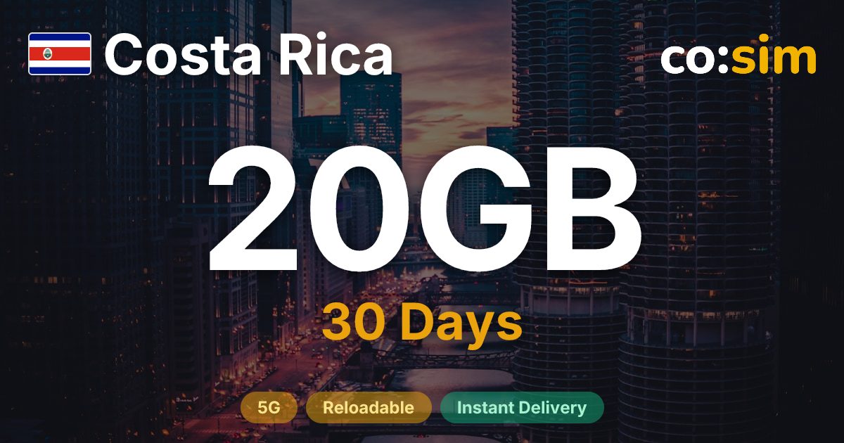 Costa Rica eSIM — 20GB