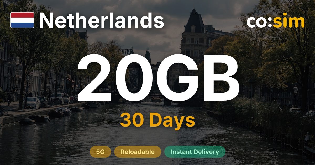 Netherlands eSIM — 20GB