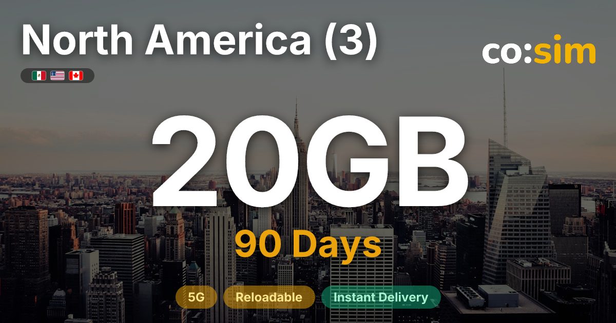 North America (US · CA · MX) eSIM — 20GB