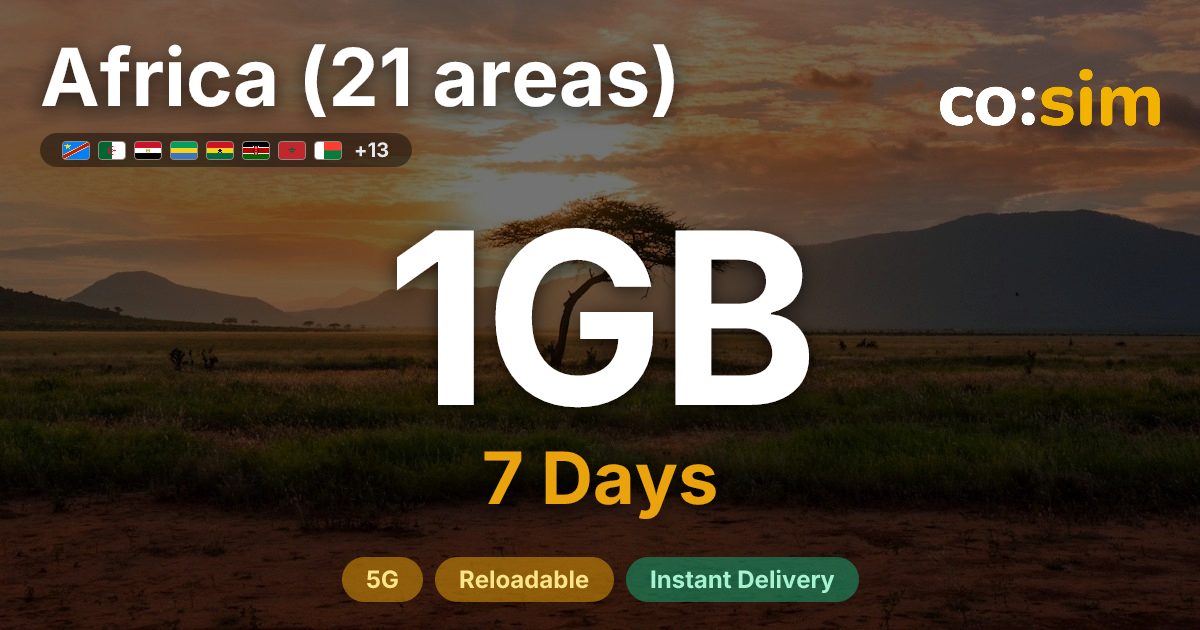 África (21 áreas) eSIM — 1GB