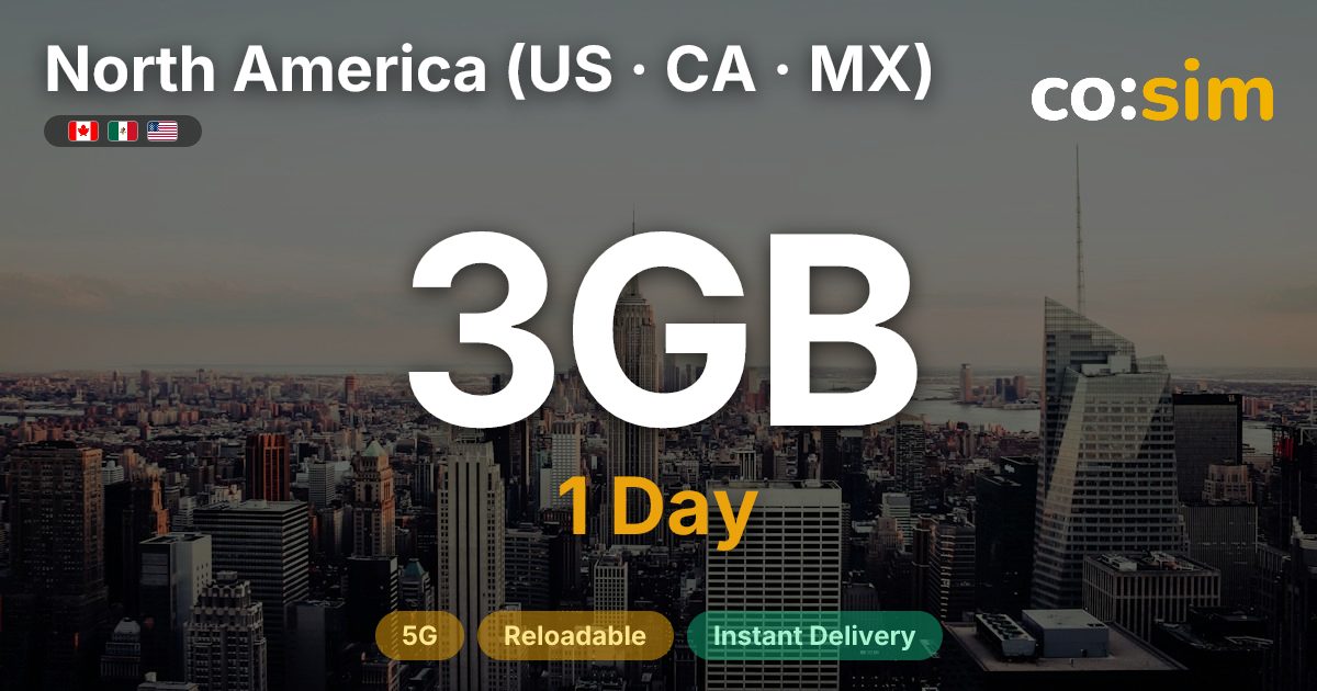 Nordamerika (USA · CA · MX) eSIM — 3GB+∞
