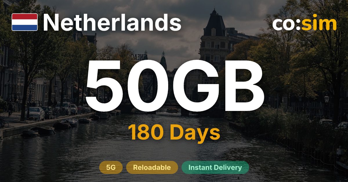 Netherlands eSIM — 50GB