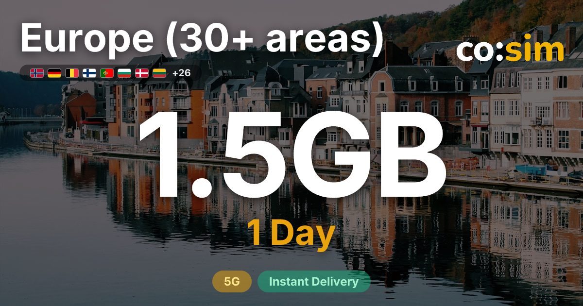 ヨーロッパ30+地域 eSIM — 1.5GB+∞