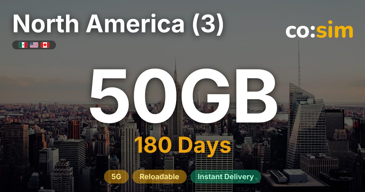 North America (US · CA · MX) eSIM — 50GB