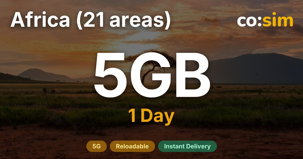 アフリカ21地域 eSIM — 5GB+∞