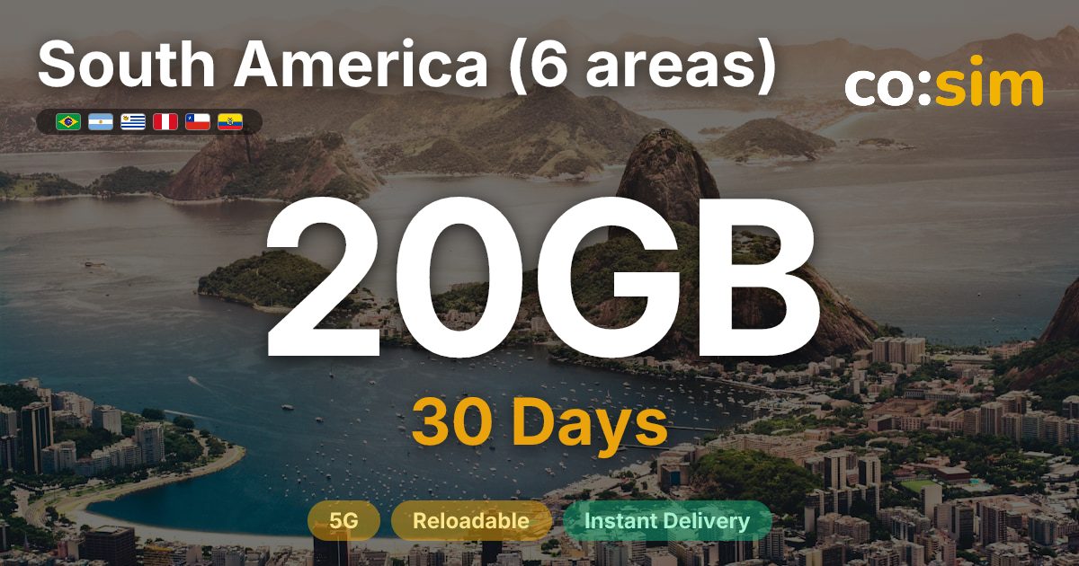 South America (6) eSIM — 20GB