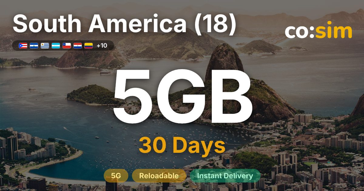 South America (18) eSIM — 5GB