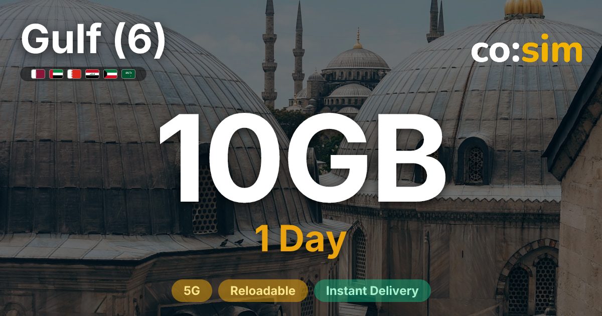 Gulf (6, incl. Iraq) eSIM — 10GB+∞