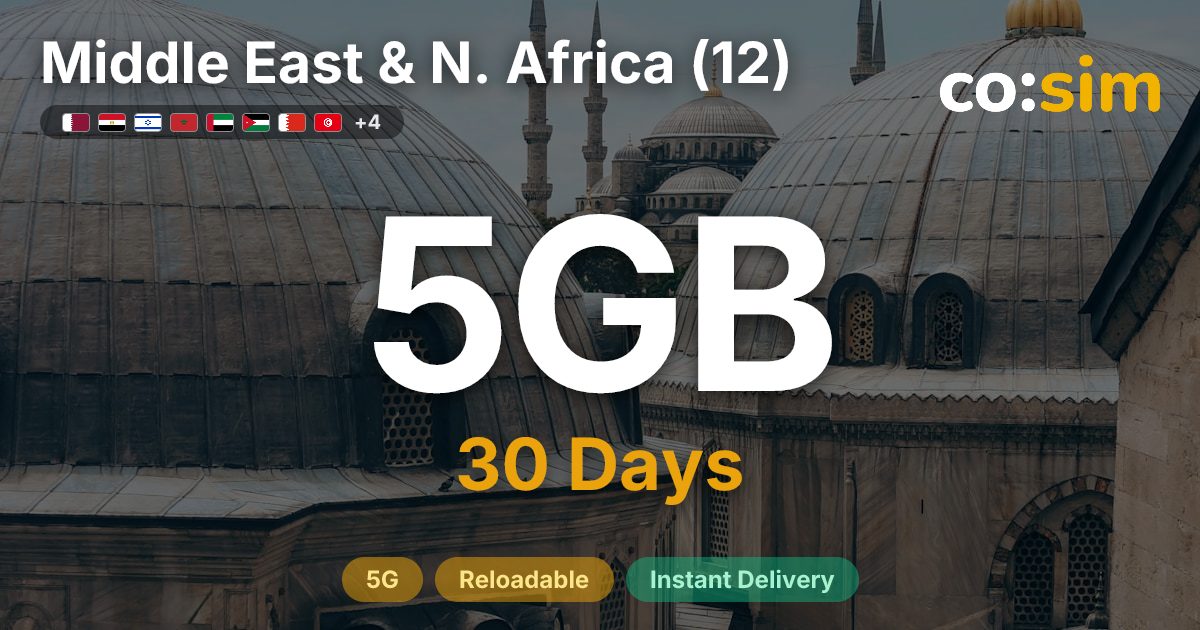 Middle East & North Africa (12) eSIM — 5GB