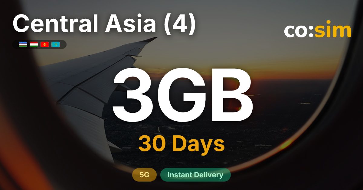 Central Asia (4, incl. Tajikistan) eSIM — 3GB