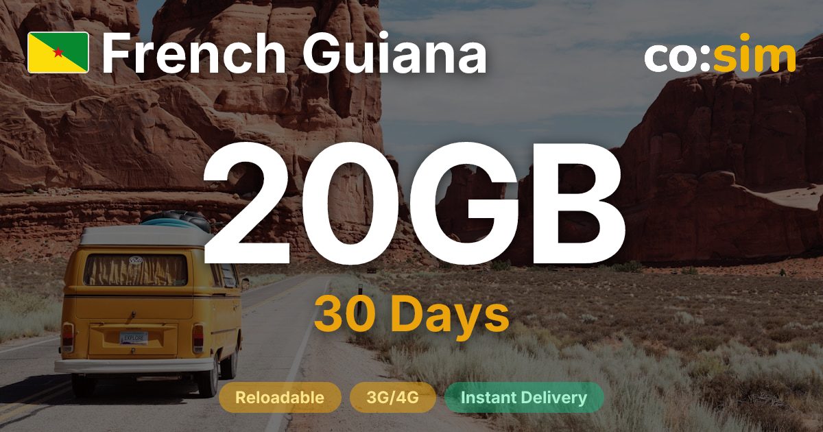 French Guiana eSIM — 20GB
