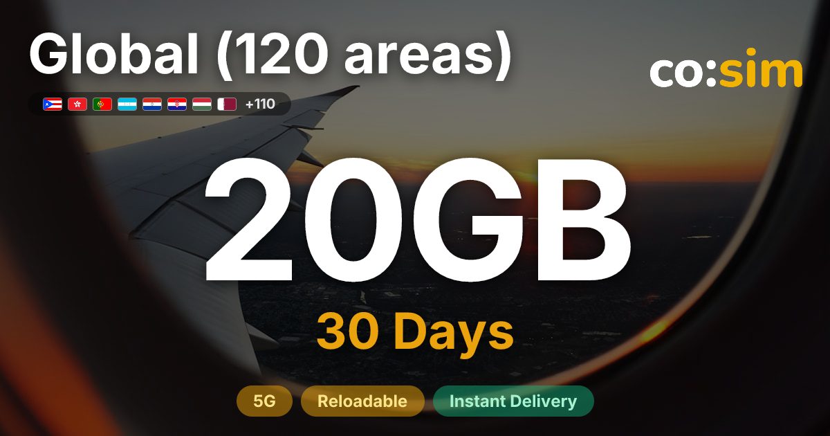 Global (120 areas) eSIM — 20GB