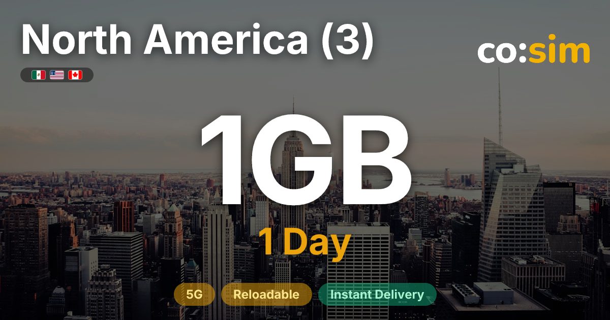 North America (US · CA · MX) eSIM — 1GB+∞
