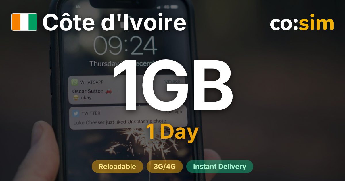 Elfenbeinküste eSIM — 1GB+∞
