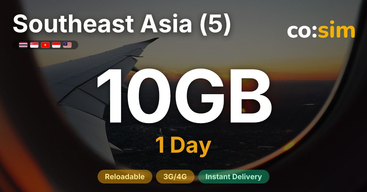東南亞5國(新馬泰越印尼) eSIM — 10GB+∞