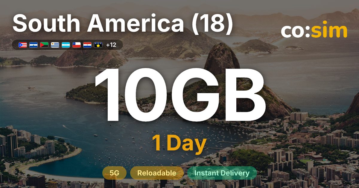 South America (18) eSIM — 10GB+∞