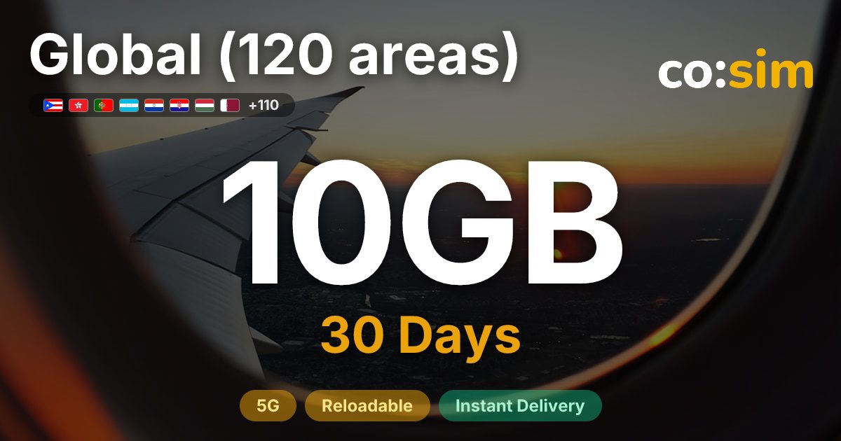 Global (120 areas) eSIM — 10GB