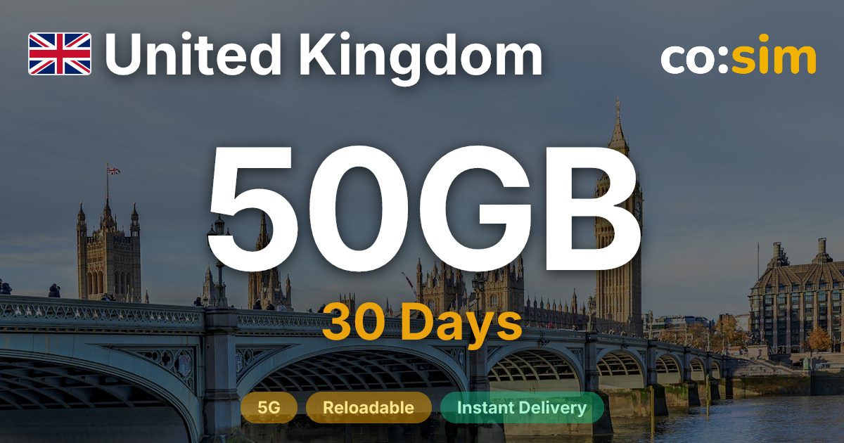 United Kingdom eSIM — 50GB