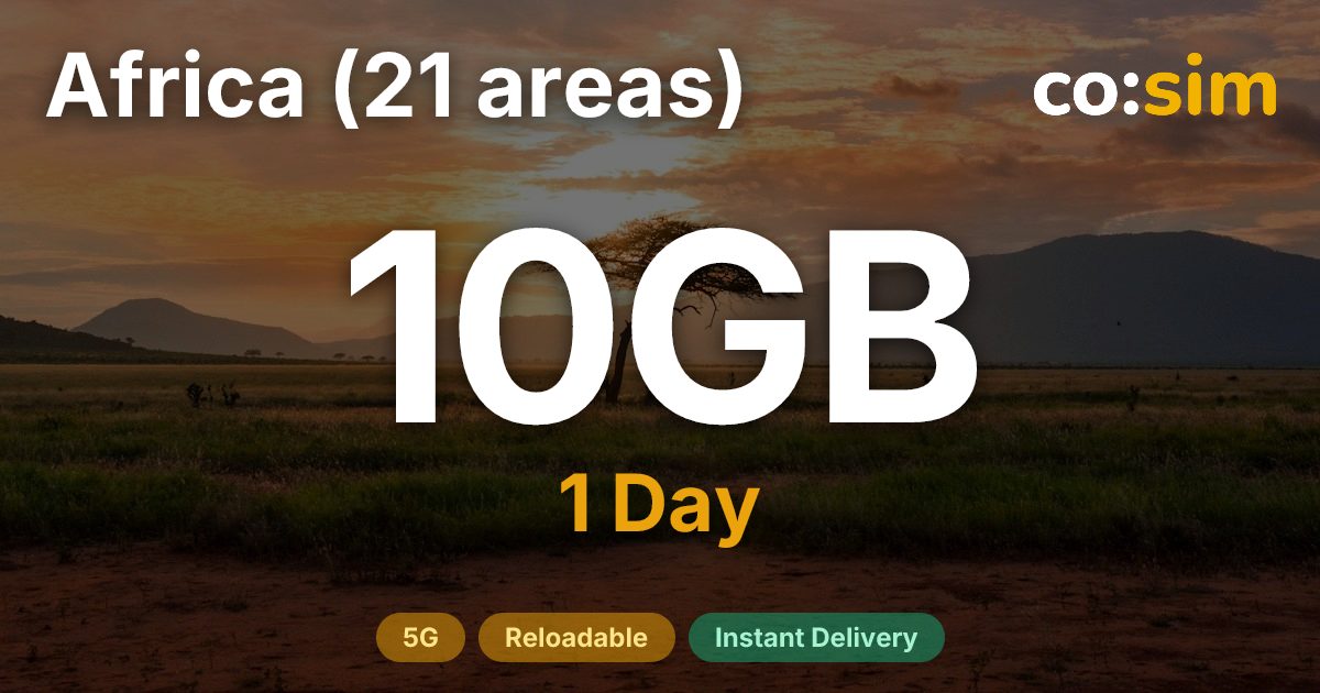 アフリカ21地域 eSIM — 10GB+∞