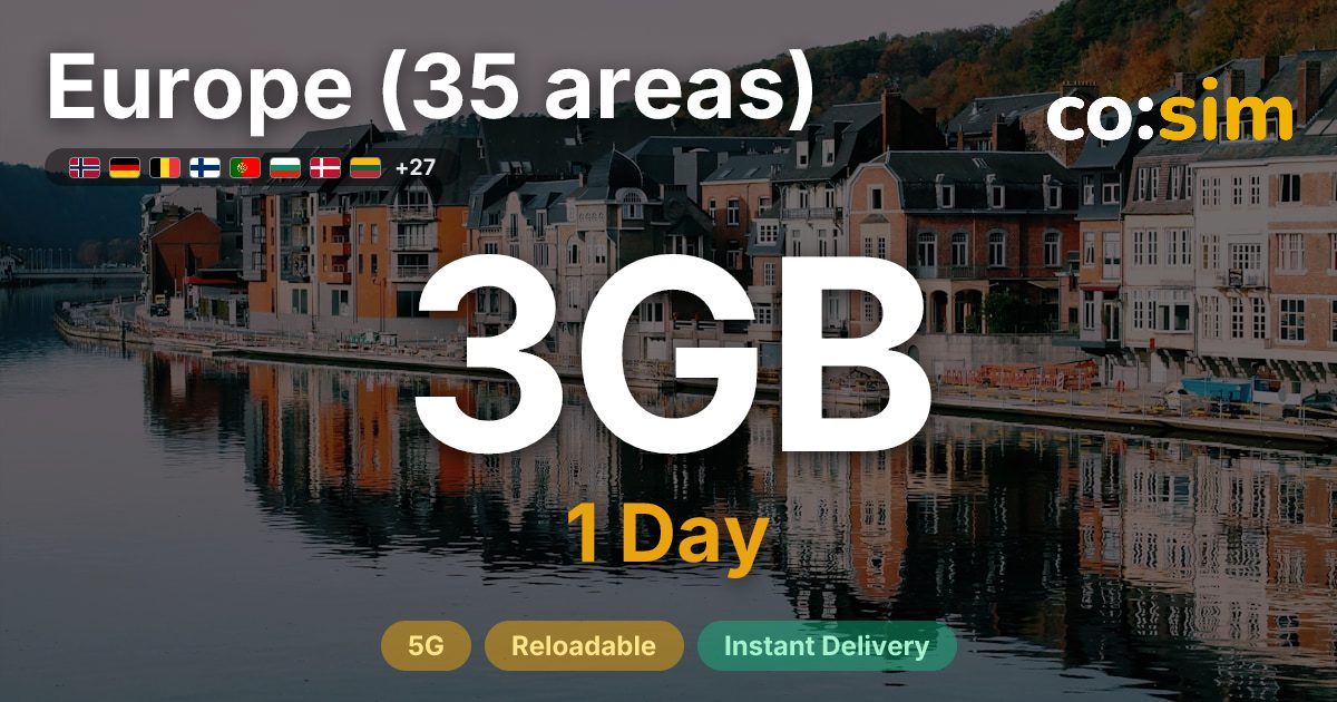 ヨーロッパ35地域 eSIM — 3GB+∞